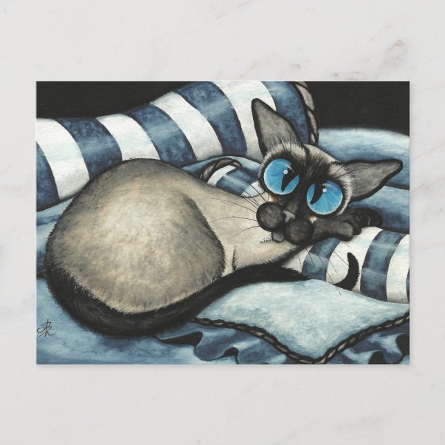 Siamese Designer Blue Postkarte (Vorderseite)