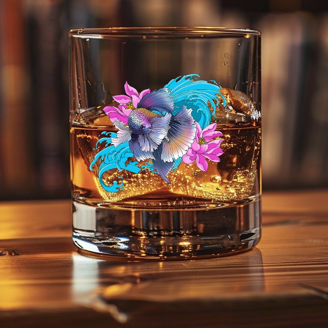 Siamese Fighting Fish Floral Whiskyglas (Von Creator hochgeladen)