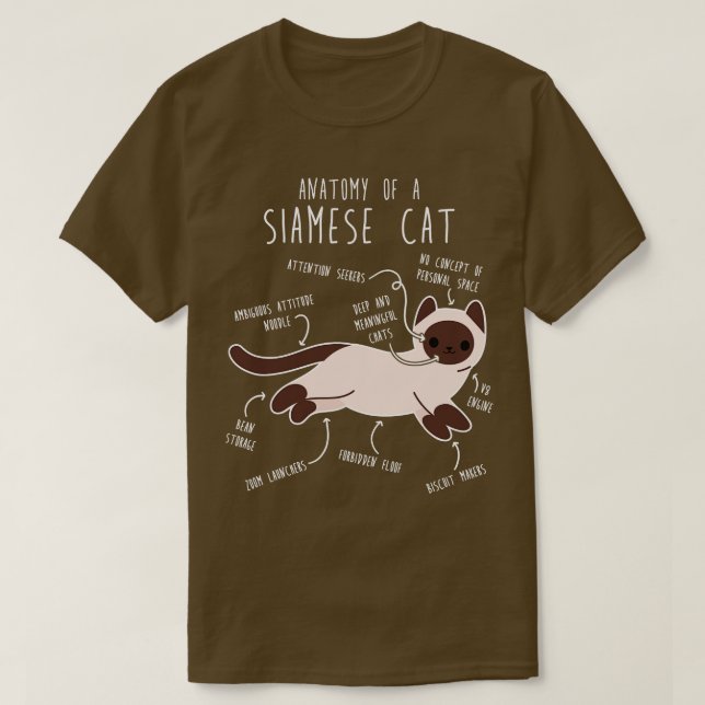 Siamese Kat Anatomie T-Shirt (Design vorne)