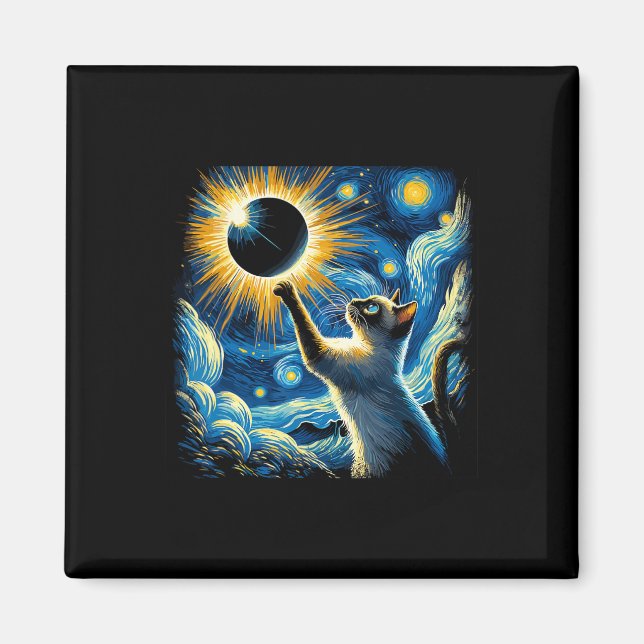 Siamese Katze 2024 Van Gogh Starry Night Siamese K Magnet (Vorne)
