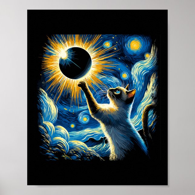 Siamese Katze 2024 Van Gogh Starry Night Siamese K Poster (Vorne)