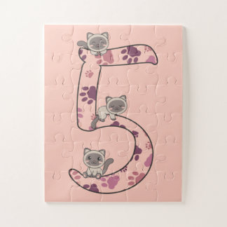 Siamese Katze 5. Geburtstag für Kinder Katzen Jigs Puzzle