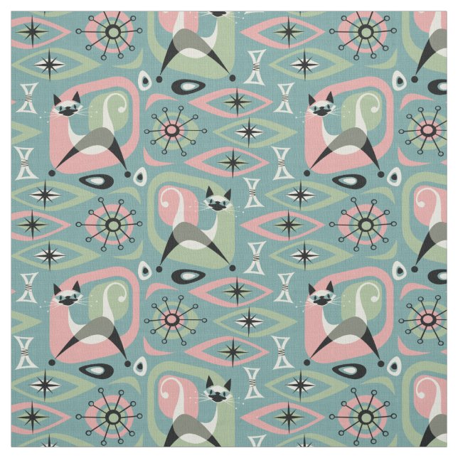 Siamese Katze Abstrakt - Blue ©studioxtin Stoff (Muster)