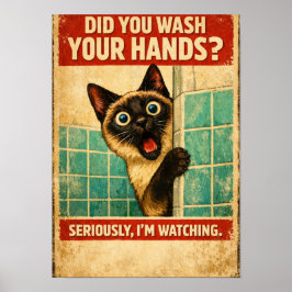 Siamese-Katze beobachtet Ihren Hygiene-Plakat Poster