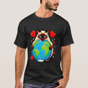 Siamese Katze Earth Day Umarmung Liebe Besitzer Pl T-Shirt