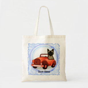 Siamese Katze fährt Auto  Tragetasche
