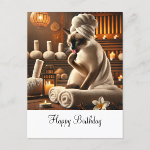 Siamese-Katze im Spa-Geburtstag Postkarte
