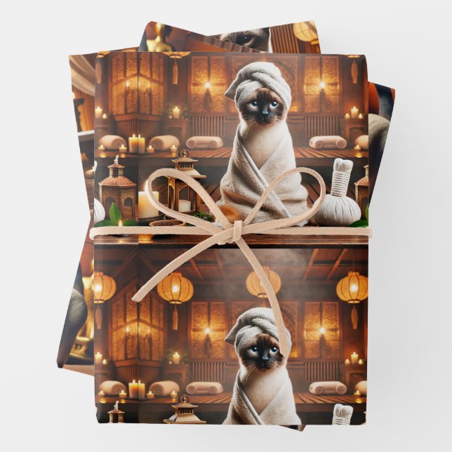 Siamese Katze im Wellness-Center Geschenkpapier Set (Beispiel)