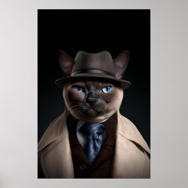 Siamese Katze in einem Anzug | Mein Mobster Chat | Poster (Vorne)