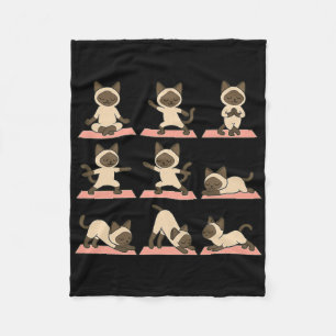 Siamese-Katze macht Yoga Vegan Kawaii Zen Fleecedecke
