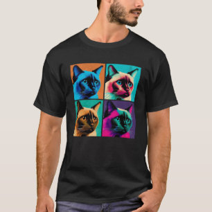 Siamese Katze Pop Illustration Farbige Tiermänner T-Shirt