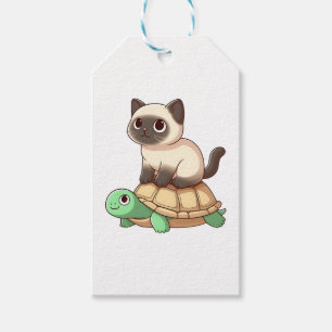 Siamese Katze reitet Schildkröte Kopie Geschenkanhänger