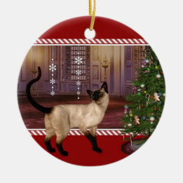 Siamese Katze - Runder Weihnachtsschmuck