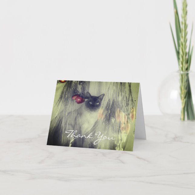 Siamese Katze schwarz-weiß Dankeschön Karte (Vorderseite)