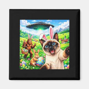 Siamese-Katze Selfie mit Osterhase Bigfoot UFO Magnet