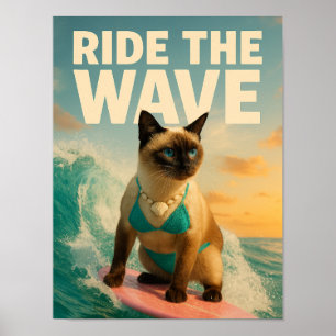 Siamese-Katze surft  Poster
