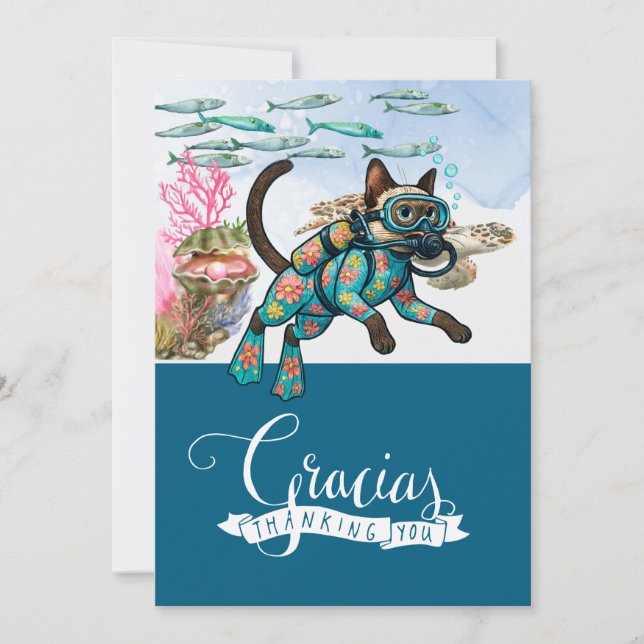 Siamese-Katze-Taucher  Dankeskarte (Vorderseite)
