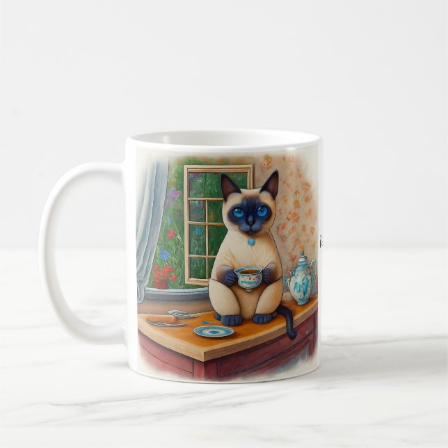 Siamese-Katze-Teetime-Tasse Kaffeetasse (Links)