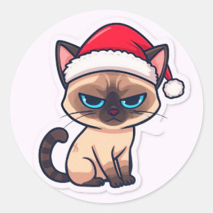 Siamese Katze Weihnachten Runder Aufkleber