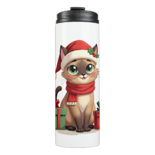 Siamese Katze Xmas Feiertag Santa Siamese Katze Ch Thermosbecher