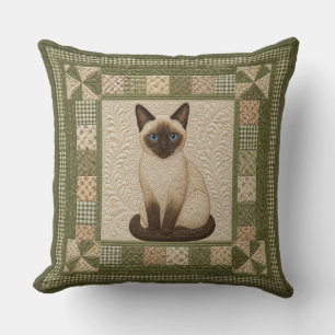 Siamese-Katzen-Faux-Quilt Kissen