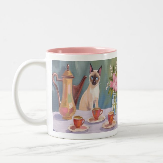 Siamese-Katzen-Kaffeetasse oder Teetasse (Links)