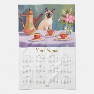 Siamese-Katzenliebhaber 2026 Tea Towel Kalender Geschirrtuch