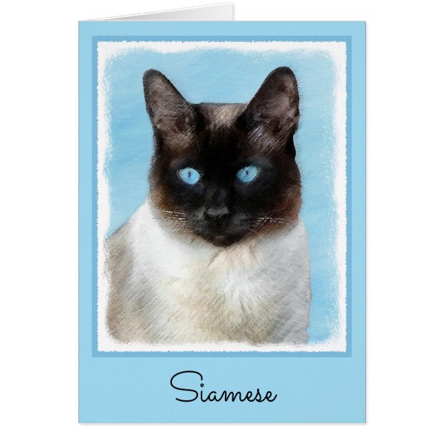 Siamese Katzenmalerei - Niedliche Original Katzenk (Vorne)