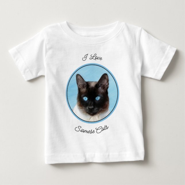 Siamese Katzenmalerei - Niedliche Original Katzenk Baby T-shirt (Vorderseite)