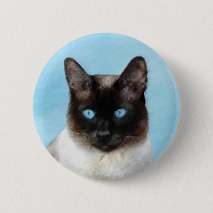 Siamese Katzenmalerei - Niedliche Original Katzenk Button