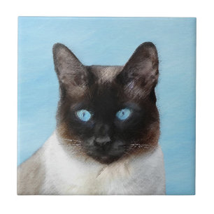 Siamese Katzenmalerei - Niedliche Original Katzenk Fliese
