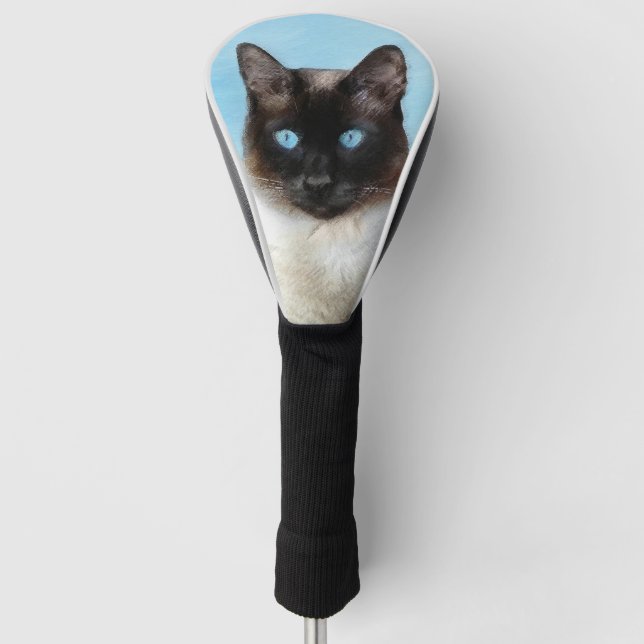 Siamese Katzenmalerei - Niedliche Original Katzenk Golf Headcover (Vorderseite)