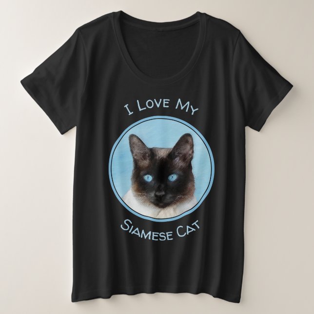 Siamese Katzenmalerei - Niedliche Original Katzenk Große Größe T-Shirt (Design vorne)