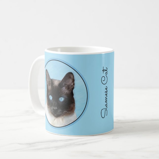 Siamese Katzenmalerei - Niedliche Original Katzenk Kaffeetasse (Vorderseite Links)