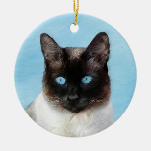 Siamese Katzenmalerei - Niedliche Original Katzenk Keramik Ornament
