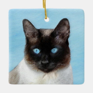 Siamese Katzenmalerei - Niedliche Original Katzenk Keramikornament