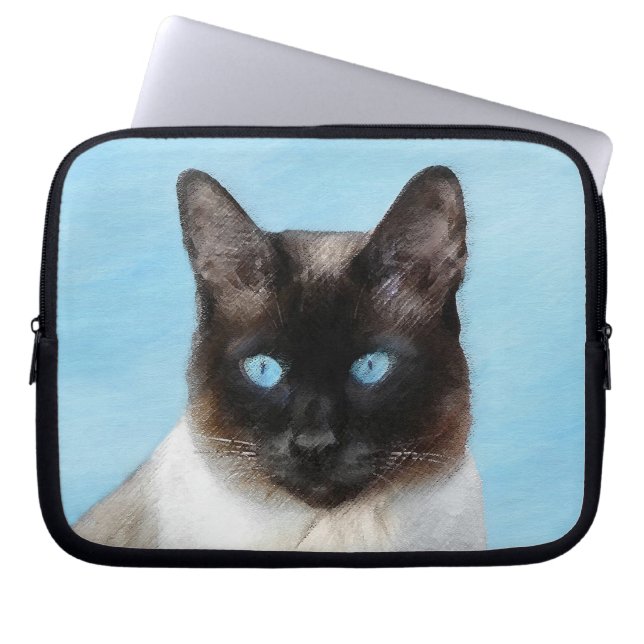 Siamese Katzenmalerei - Niedliche Original Katzenk Laptopschutzhülle (Vorderseite)