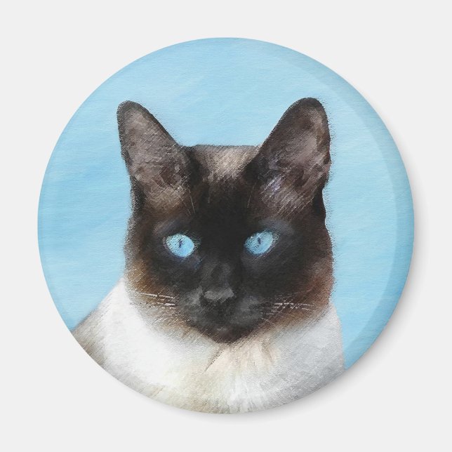 Siamese Katzenmalerei - Niedliche Original Katzenk Magnet (Vorne)