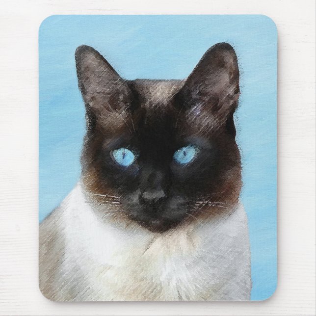 Siamese Katzenmalerei - Niedliche Original Katzenk Mousepad (Vorne)
