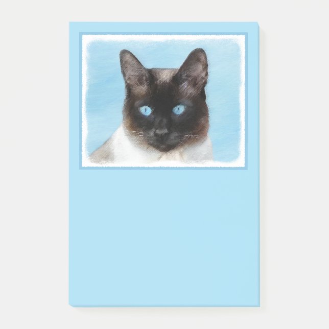 Siamese Katzenmalerei - Niedliche Original Katzenk Post-it Klebezettel (Vorderseite)