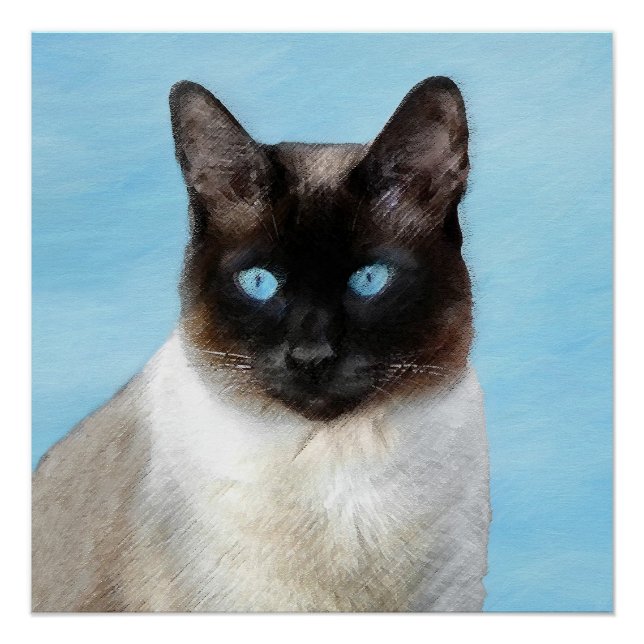 Siamese Katzenmalerei - Niedliche Original Katzenk Poster (Vorderseite)