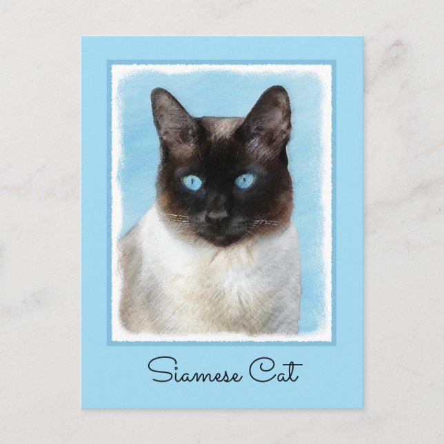 Siamese Katzenmalerei - Niedliche Original Katzenk Postkarte (Vorderseite)