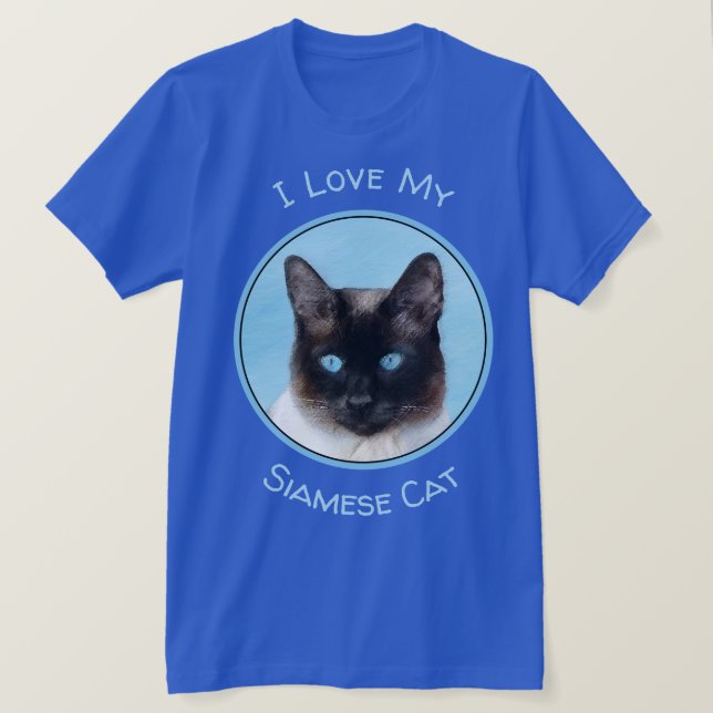 Siamese Katzenmalerei - Niedliche Original Katzenk T-Shirt (Design vorne)