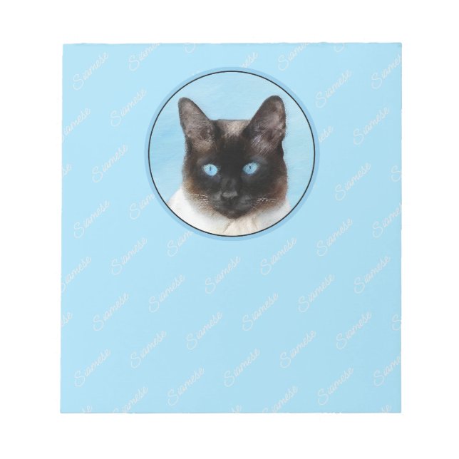 Siamese Katzenmalerei Original Tierart Notizblock (Vorderseite)