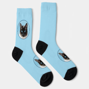 Siamese Katzenmalerei Original Tierart Socken