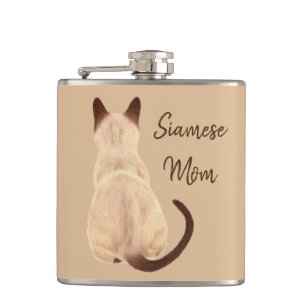Siamese-Katzenmutter Sasha Kitty schaut weg Rückan Flachmann