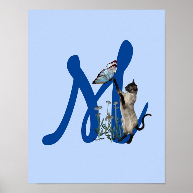 Siamese Katzenschmetterlingsmonogramm Poster (Vorne)