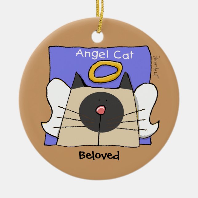 Siamese Keepake Cat Angel personalize Keramik Ornament (Vorne)