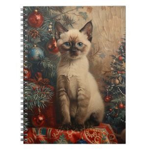 Siamese Kitten Christmas Vintag Cat Notizblock