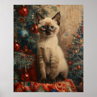 Siamese Kitten Christmas Vintag Cat